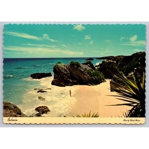 Vintage Bermuda Postcard Seclusion South Shore Beach Scalloped Edge